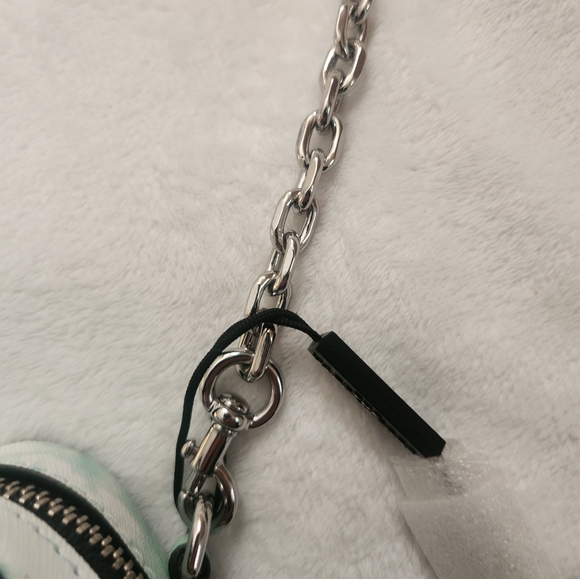 Marc Jacobs Hot Shot Leather Crossbody Bag Silver Chain Tie Dye Blue Multi NWT - Picture 8 of 13